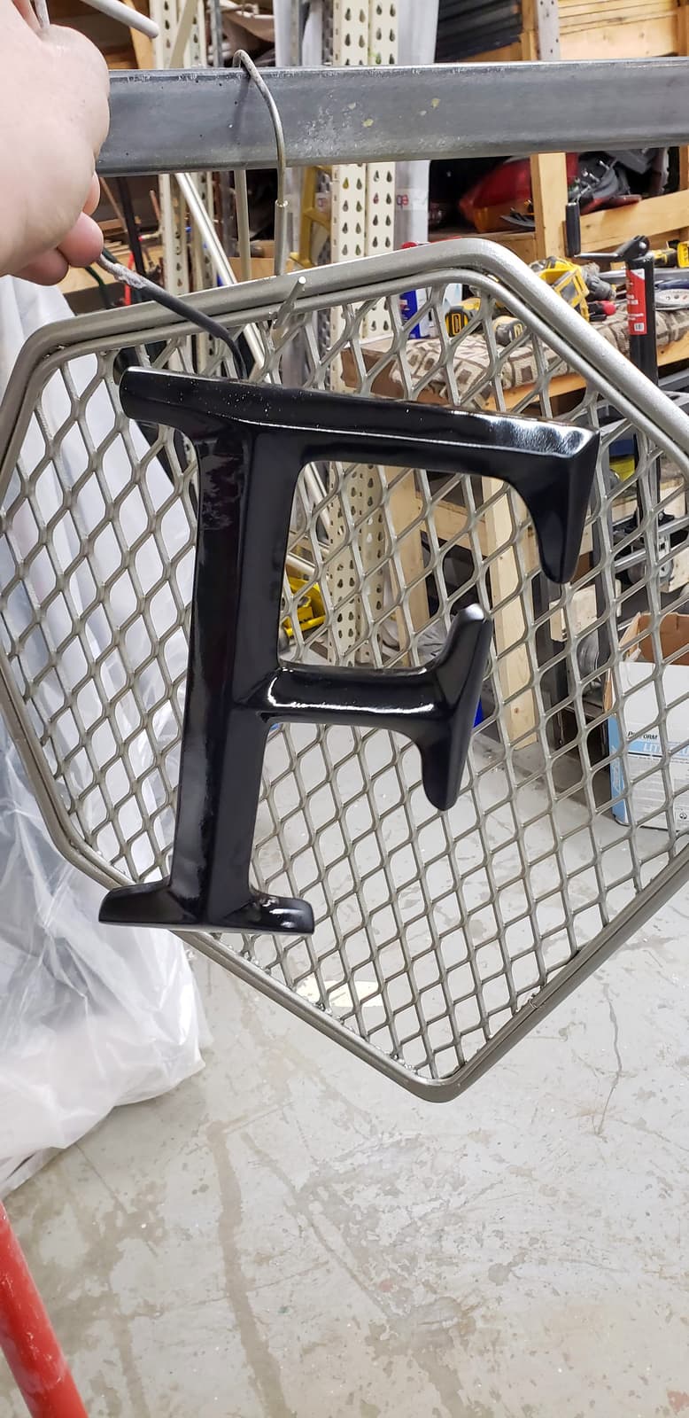 Custom decorative metal fabrication for a finished commercial interior.