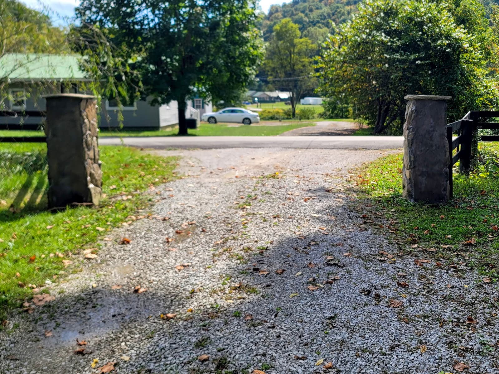 Metal gate installation for a Central Kentucky property entry.
