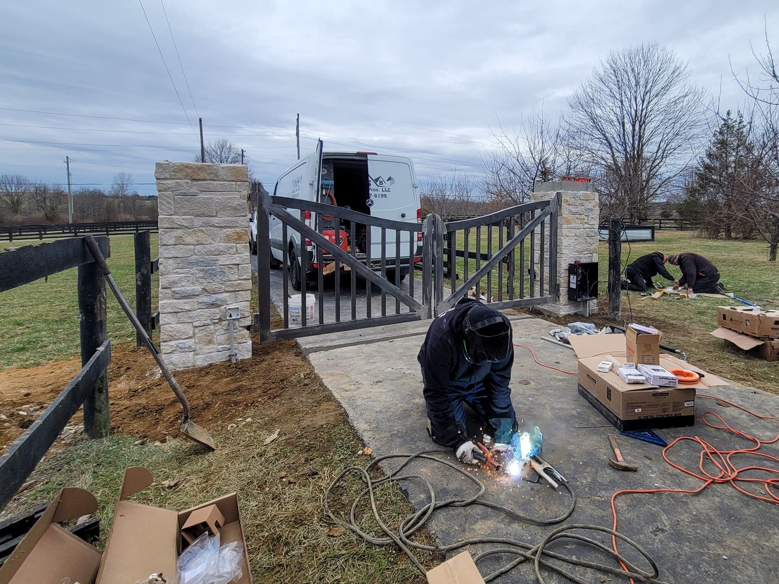 ASB Welding Pros welder working on a custom metal gate in Central Kentucky.