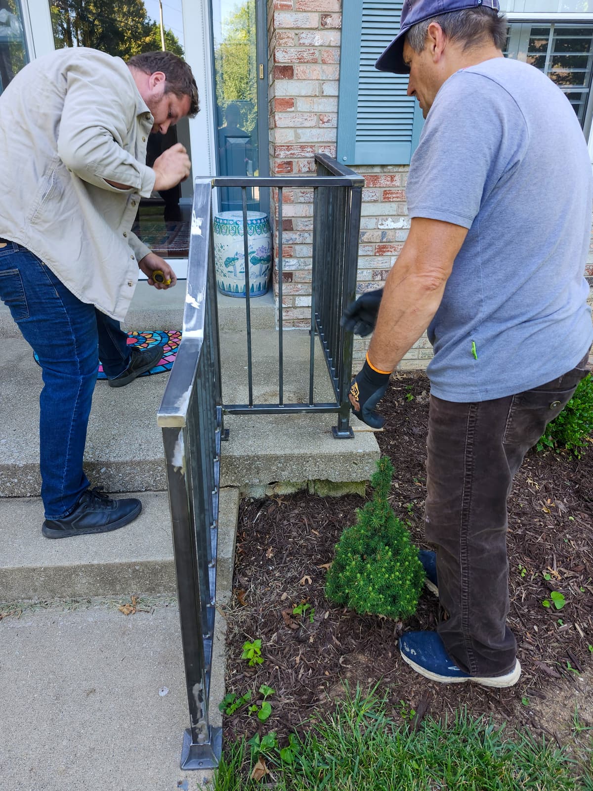 ASB Metal Porch Railing Installation photo in railing work, Central Kentucky.