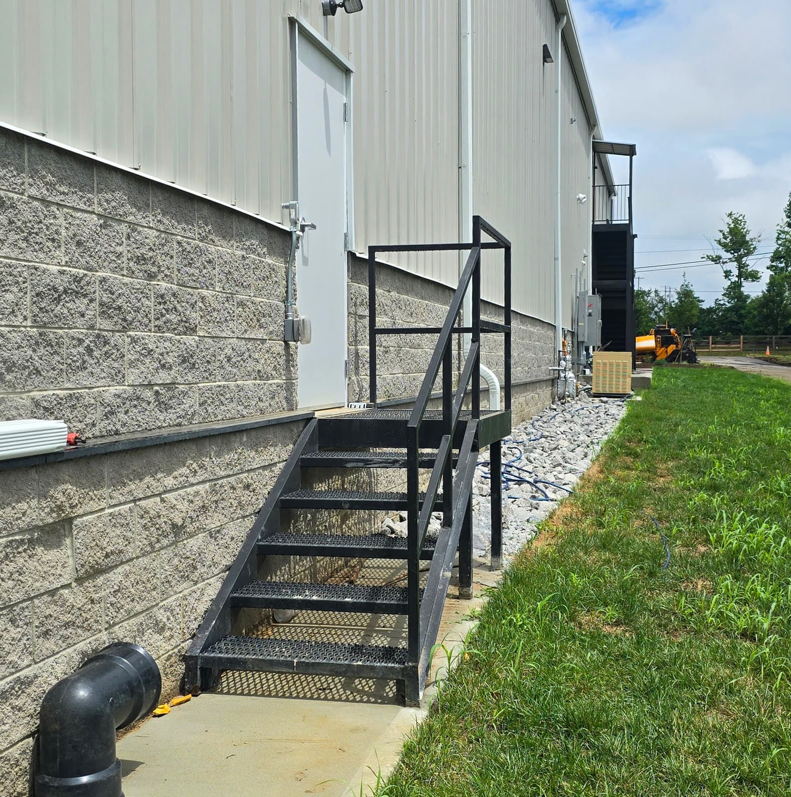 Exterior metal fire escape assembly fabricated for a Central Kentucky building.